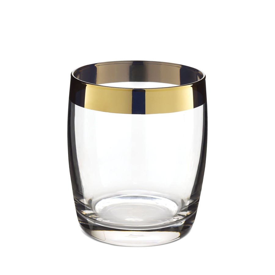 Drinkware Cocktail Kingdom | Danuta Double Rocks Glass Gold Trim